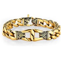 URBAN JEWELRY Men's Fleur De Lis Link Bracelet - 8.5 Inch 316L Stainless Steel, Silver Or Gold - View #10