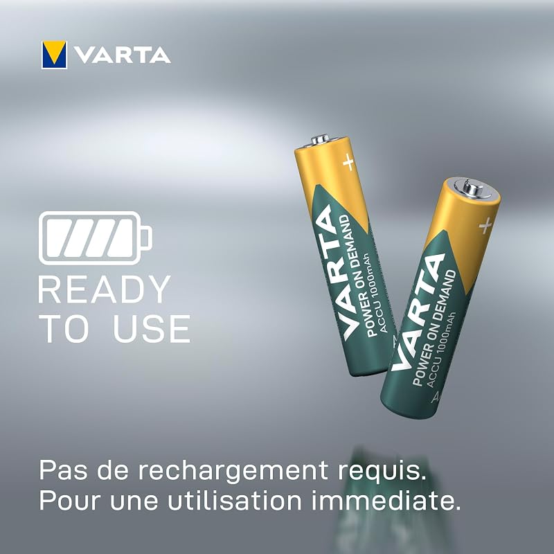 Piles rechargeables AAA, lot de 4, Recharge Accu Power, 1000 mAh Ni-MH, sans effet mémoire, préchargées, prêtes à l'emploi