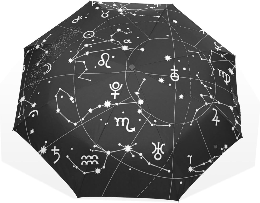 HMWR Umbrella Windproof Compact 12 Constellation Universe Galaxy Space Stars Foldable Umbrella