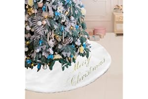 CDBZ Christmas Tree Skirt 60 inches Large Snowy White Faux Fur Christmas Tree Skirt for Christmas Holiday Decorations Indoor Outdoor…
