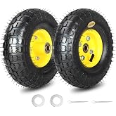 GICOOL 4.10/3.50-4 Rubber Pneumatic Tire, for Hand Truck Dolly Cart 2 Pack | 10" Tire and Wheel, with 2.25" Offset Hub, 5/8" Sealed Bearings for Garden Cart, Mower, Wagon, Trolley (Explorer Series)