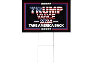 AMAZEFULL Donald Trump 2024 Yard Sign,18X14 Save America Again Sign with Metal Stake, Double Sided Fade Resistant, USA Style Sign(Black)