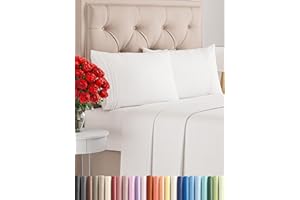 CGK UNLIMITED Queen Size 4 Piece Sheet Set - Comfy Breathable & Cooling Sheets - Hotel Luxury Bed Sheets for Women & Men - Deep Pockets, Easy-Fit, Extra Soft & Wrinkle Free - Antique White Oeko-Tex Bed Sheet Set