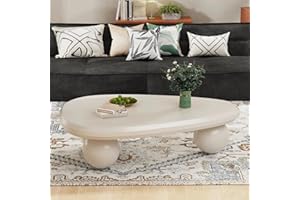 Oval Coffee Table for Living Room, Modern Wood Fluted Drum Coffee Table Oval Fluted Drum Center Tables for Living Room(F)