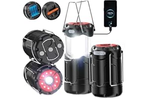 4 Pack Collapsible LED Camping Lantern, Consciot USB C Rechargeable and Battery Powered 2-in-1 Emergency Light with Flashlight and Magnetic Base, Power Outages Hurricane Supplies Survival Kits