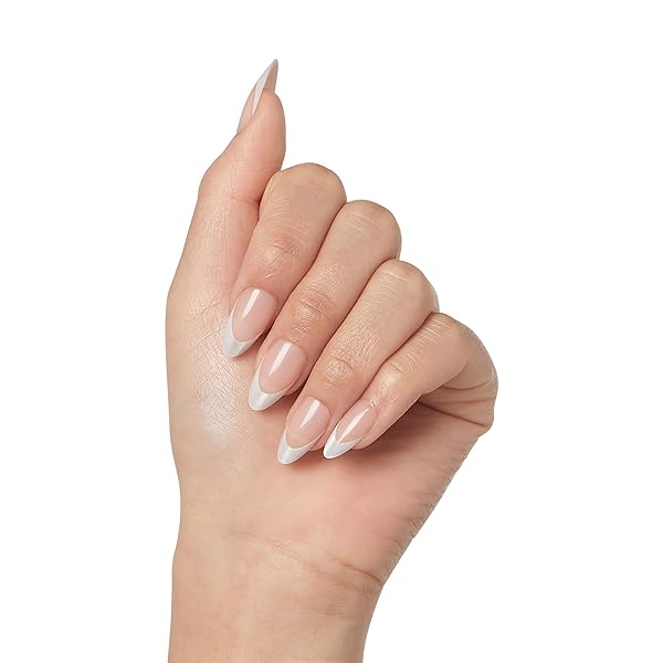 KISS GEL FANTASY, PRESS-ON NAILS, NAIL GLUE INCLUDED, ‘NORTH COAST’, LIGHT SILVER, MEDIUM SIZE, ALMOND SHAPE, INCLUDES 28 NAILS, 2G GLUE, 1 MANICURE STICK, 1 MINI FILE