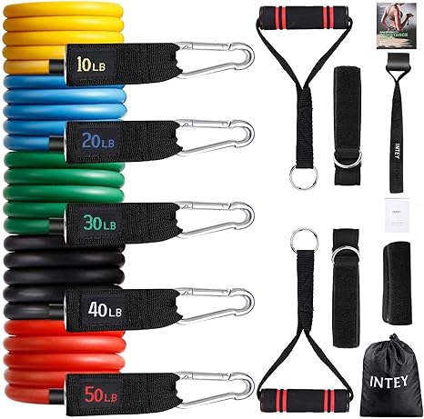 INTEY Banda de Ejercicio Fitness Kit de Entrenamiento de Fuerza de látex Banda de Resistencia elástica de Culturismo para Culturismo, Yoga, Rehabilitación, Tracciones Pérdida de Peso Mujer/Hombre: Amazon.es: Deportes y aire libre