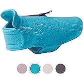 VIVAGLORY Dog Fleece Coat Warm Jacket with Hook and Loop Fastener, Easy to Take on and Off, Winter Vest Sweater for Small Medium Large Dogs Puppy Windproof Clothes for Cold Weather, Turquoise, L