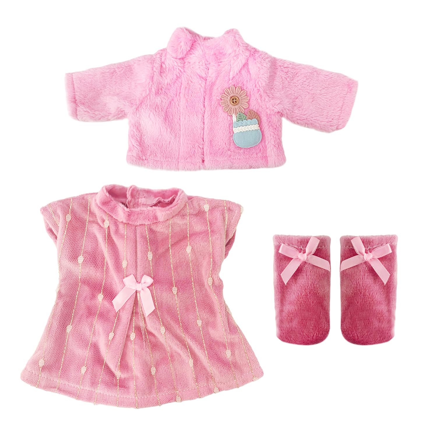 Doll Accessories›Clothing 1 Set of Clothes, Plush Doll Nightgown, 18-Inch Doll Clothes, Doll Accessories, Toy Coat, Dress and Socks, Suitable for 14-17 Inch Dolls (Pink)