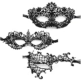 TFTSR Masquerade Masks for Women Couples,Men Mardi Gras Mask,Girls Black Gold Lace Costume,Adult Venetian Party Dress