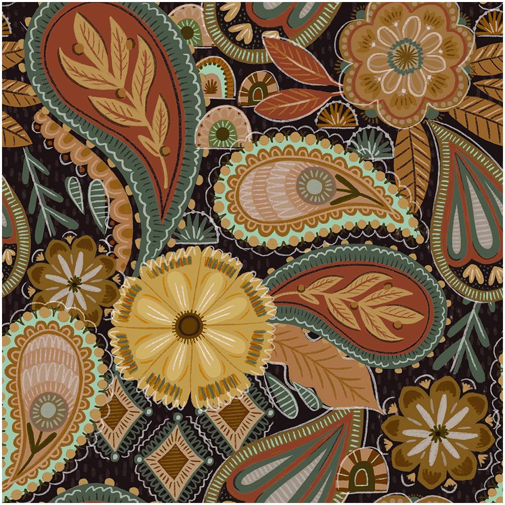 Photo 1 of Floralplus Peel and Stick Wallpaper Boho Dark Floral Wallpaper for Bathroom Vintage Removable Renter Friendly Wallpapers Boho Leaf Floral Contact Paper for Cabinet Kitchen 17.5 x 118 in