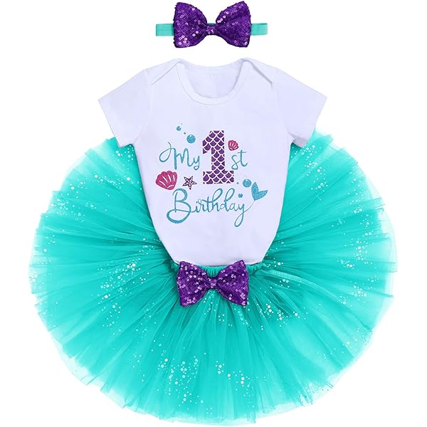 Amazon.com: Under the Sea Mermaid Birthday Outfit, Toddler Girl Leotard,  Tutu Skirt & Bow Headband Set, Personalized 1st 2nd 3rd 4th 5th Birthday  Party Dress (Aqua Lavender) : Clothing, Shoes & Jewelry