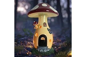 coonoe Fairy Houses for Outside - Solar Light Garden Decor, Solar Garden Decor, Waterproof Yard Mushroom Ornaments for Patio Lawn, Christmas, Birthdays, Unique Gift Ideas for Gardening Mom & Grandma