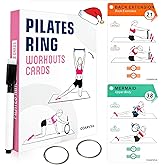 COARVXA Pilates Ring Workouts for Women-58 Exercise Cards with Pilates Mat Workout Postures，ncludes 4-Week Challenge,2 Rings& Dry-Erase for Easy Organization-Home, Gym or Studio