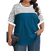 LUYAA Womens Plus Size Tops Short Sleeve Summer T-Shirts Crewneck Loose Casual Tunic Blouse L - 5XL