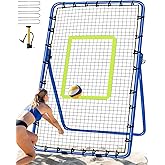 7x4FT Volleyball Rebounder Net Set with Training Accessories, Portable Bounce Back with 5 Adjustable Angles for Practice Volleying, Bumping, Spiking - Easy Set Up with Volleyball and Travel Bag