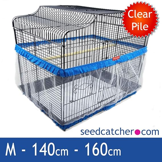 Seed Catcher Guard Bird Cage Tidy Skirt Style Blue Medium 160cm