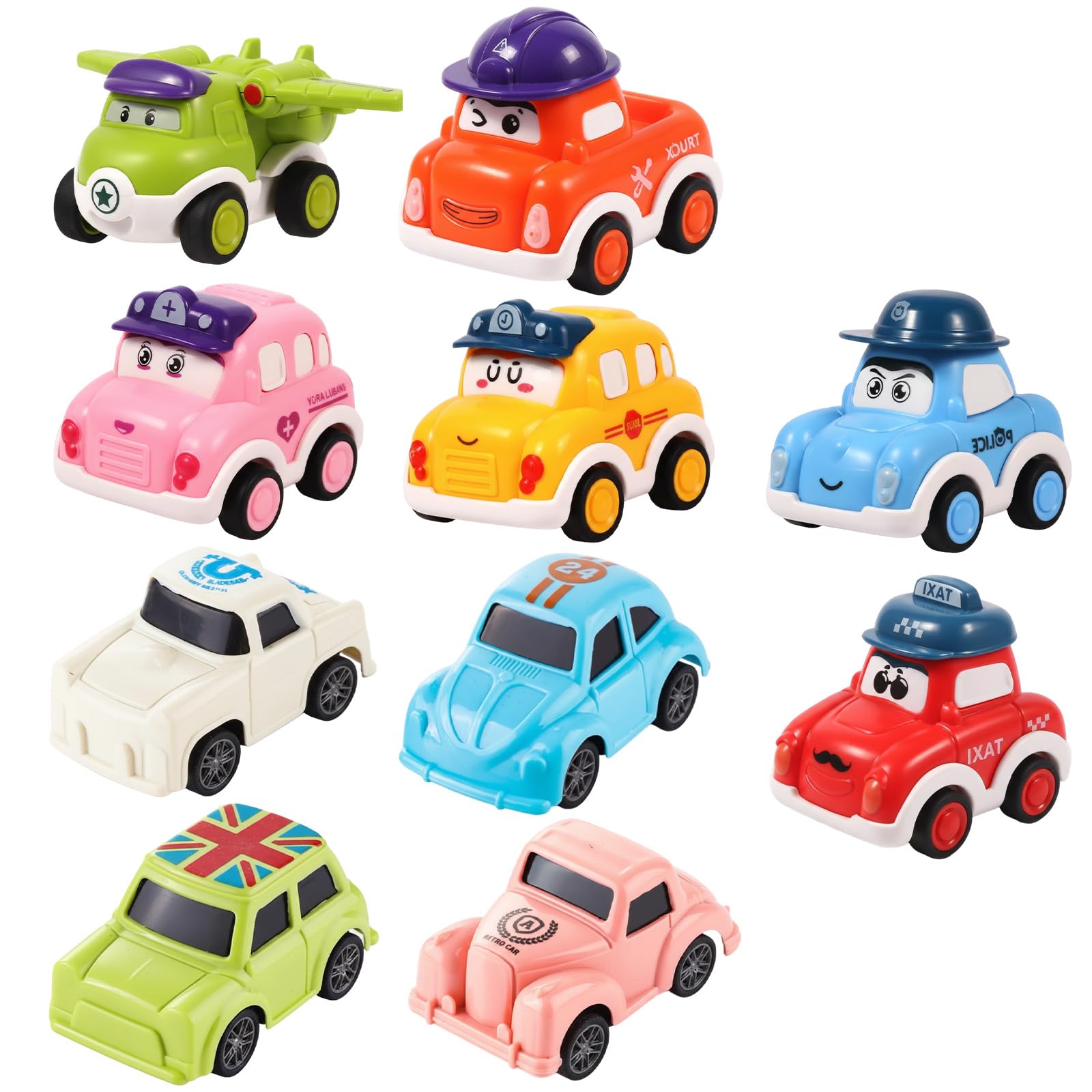 YciVhh 10PCS Pull Back Cars, Pull Back Toy Cars, Colorful Toy Cars Set for 1 Year Olds and 2 Year Olds, Back Trucks For Toddlers Age 1-3, Educational Play, Birthday Gifts For Boys And Girls