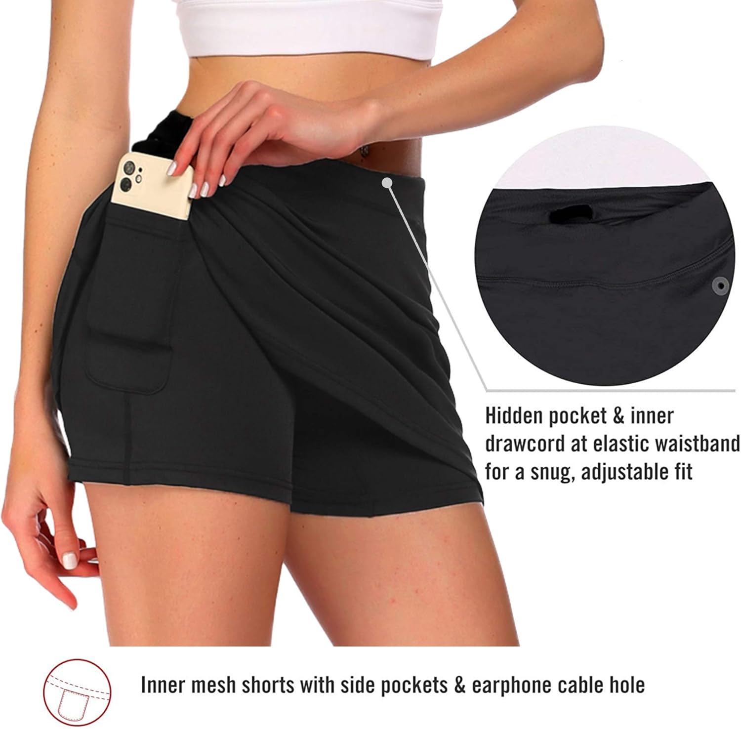 ADOME Women's Athletic Skort Tennis Skirt with Pockets Shorts Active Golf Running Workout Sports: Clothing