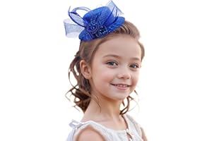 Zinniday 2025 Mini Fascinators Hat - Elegant Small Blue Kentucky Attire Derby Headwear Accessories 1920s 50s High Tea Party Church Tiny Veil Hat with Hair Clip for Women Girls