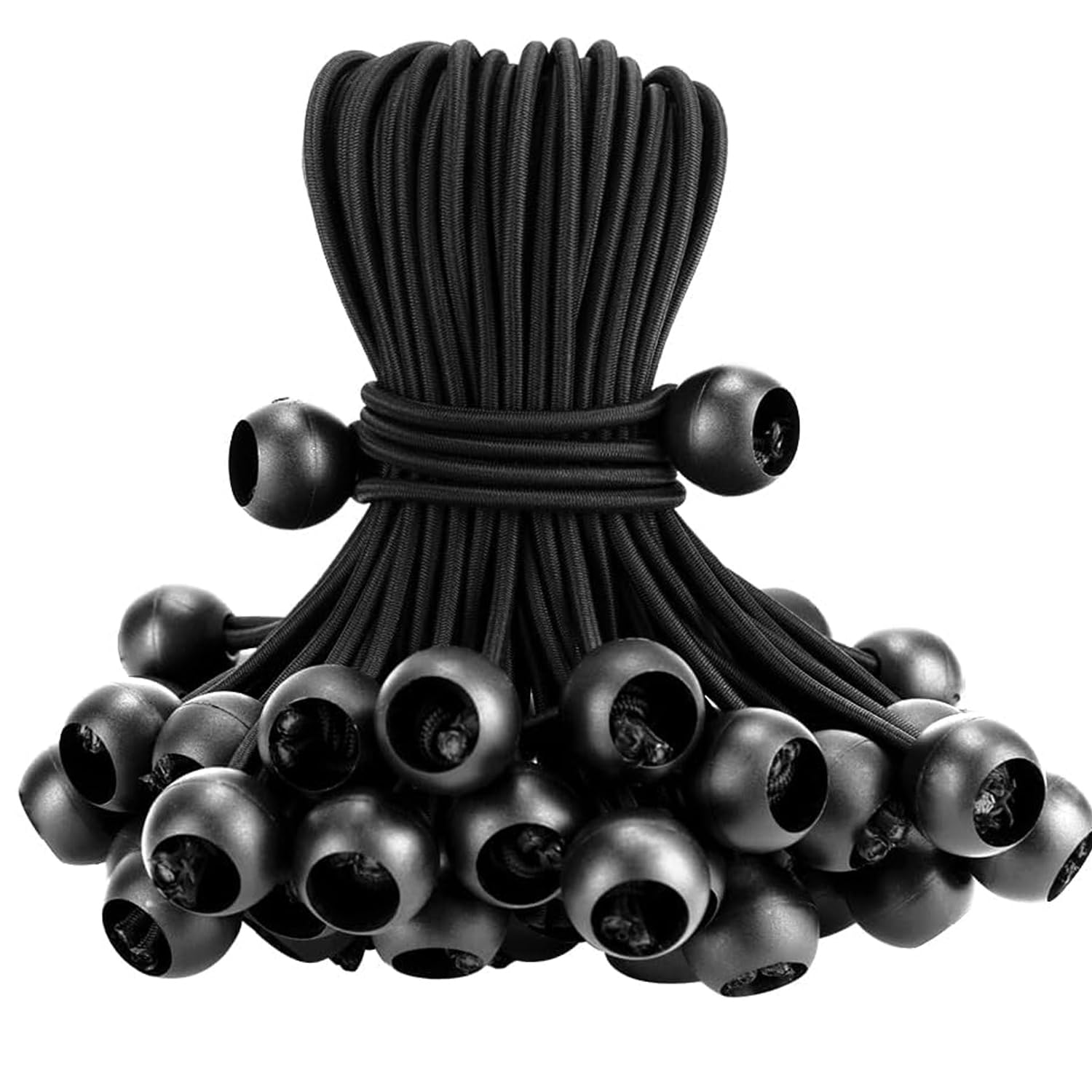 Luxiremi 20 Pcs Bungee Cords with Balls, 15cm Heavy Duty Tarpaulin Ball Bungee for Tarpaulin, Camping Tarp and Household Items (Black)