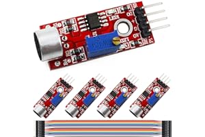 DAOKAI 5PCS High Sensitivity Microphone Sensor Module Two Channels Sound Detection Control Switch Module PIC AVR(Red) DC5V for Arduino, ​with Dupont Wire