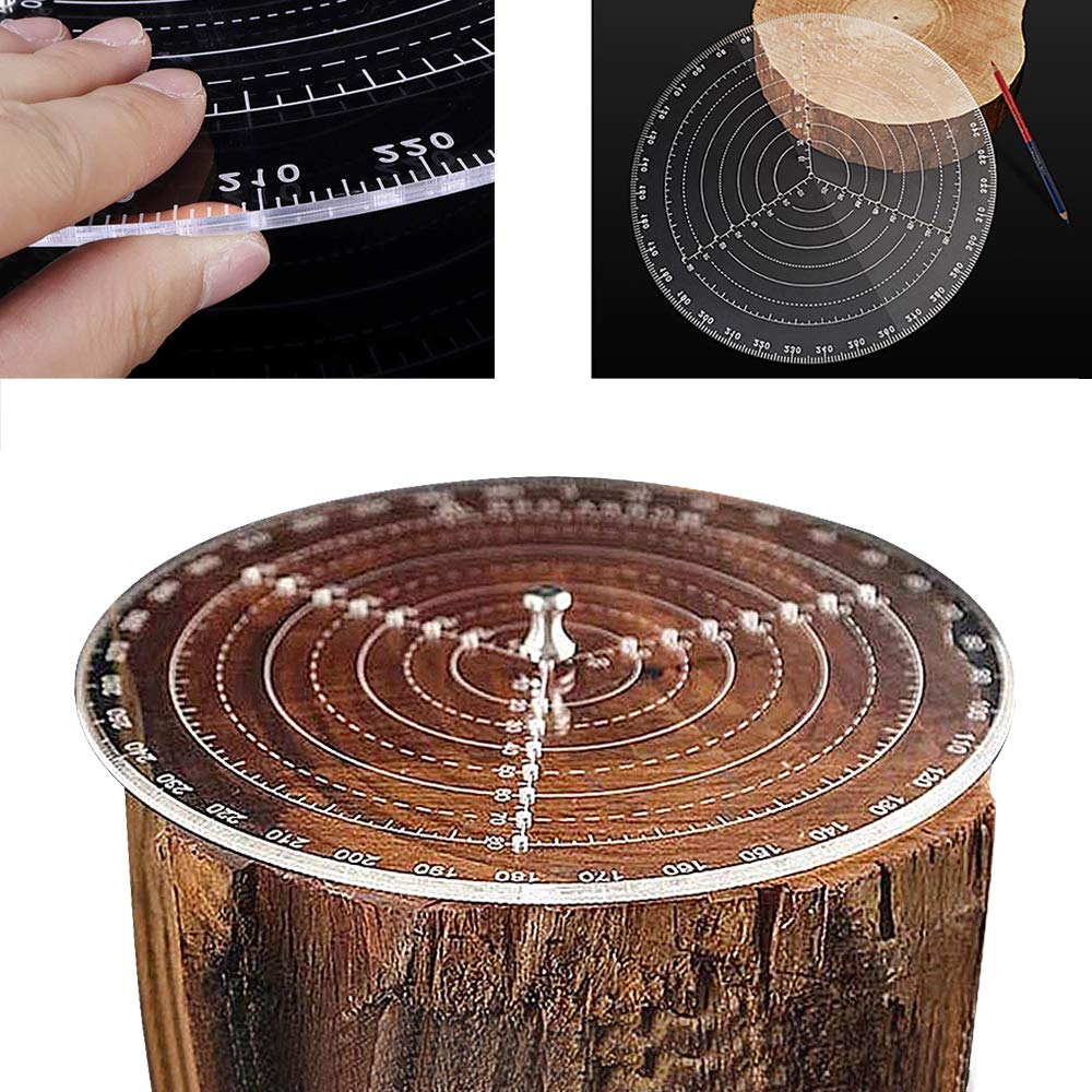 Woodturning Round Center Finder,Woodworking Compass Circles Drawing Tool,Acrylic Accurate Scale Centering Ruler for Woodturners Turners Bowls Lathe Work Center Finding(200MM)