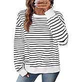 SHEWIN Oversized Sweatshirt for Women Crewneck Striped Shirt Long Sleeve Tops Pullover Womens Fall Fashion 2025