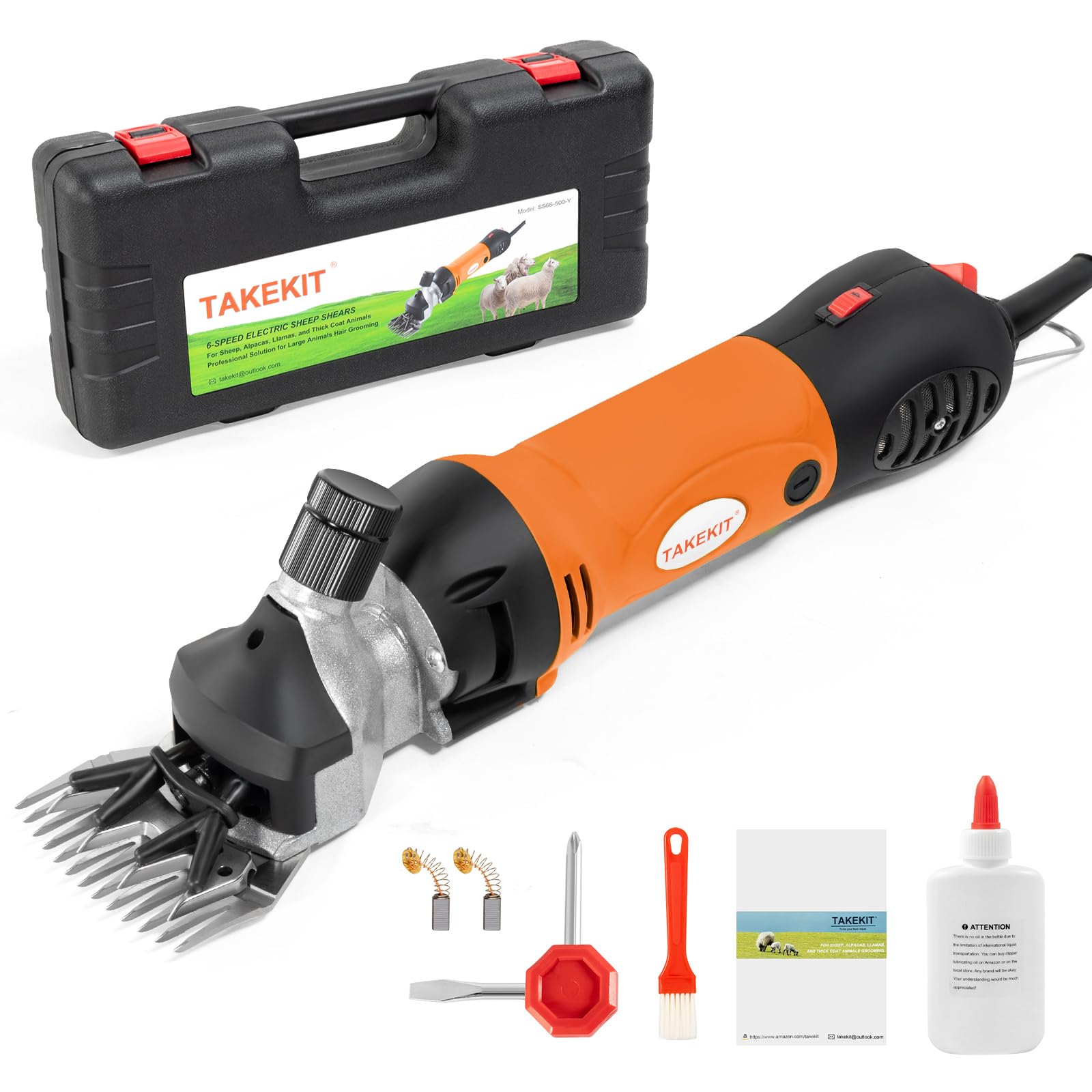 Photo 1 of TAKEKIT Sheep Shears, 500W Professional Heavy Duty Sheep Clippers for Grooming, 6 Speeds Electric Animal Shearing Clippers for Alpacas Llamas Lambs and Large Dogs with Think Hair