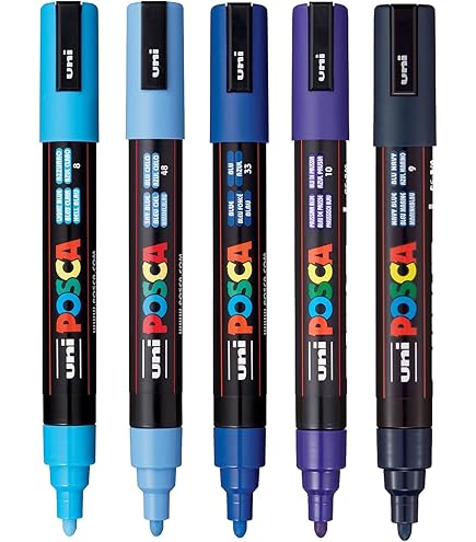 Amazon.com: posca Paint Art Markers, Set of 5 5M Medium Markers