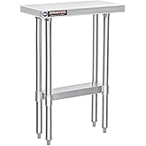DuraSteel 24x12 Inch Stainless Steel Table - Metal Table with Adjustable Shelf - NSF Certified Work Table - Cooking & Laundry