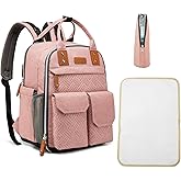 cutblajat Diaper Bag Backpack 25L Capacity with Changing Pad for Boys and Girls Essential Baby Stuff for Mom (Pink)
