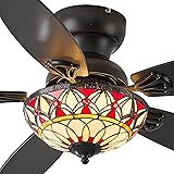 Yanokooe Tiffany Ceiling Fans with Lights