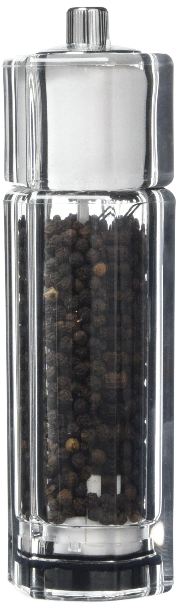 T&G Classic Hexagonal Straight-Sided Clear Acrylic 2-in-1 Combi Pepper Mill and Salt Shaker, 16 cm Transparent 12649