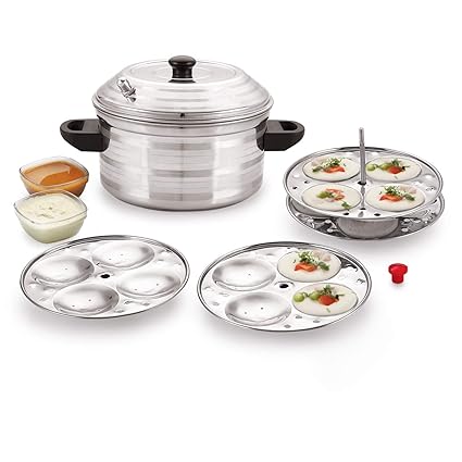 BMS Lifestyle 4-Plates Stainless Steel Idly Maker/Cooker (4-Plates, 16 Idlis)