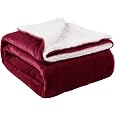 Nanpiper Sherpa Fleece Blanket - Super Soft & Warm Reversible Throw (50x60 Inches, Wine Red)