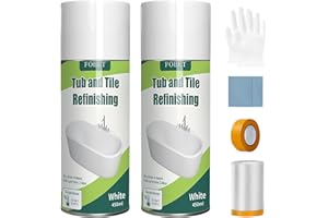 FOBET Tub and Tile Spray Paint White,450ml (2 Pack),Bathtub Refinishing Kit for Porcelain Fiberglass Ceramic,DIY Coating for Bathroom,Countertop and Sinks Pure White