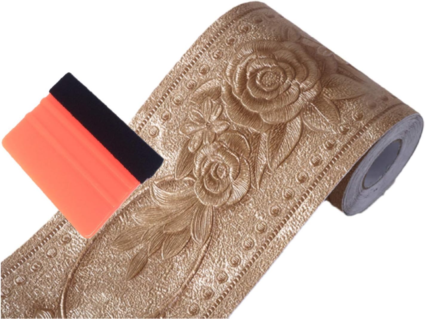 Amazon Bonito Regalo トリムボーダー 壁紙シール リメイクシート 3d 立体 薔薇柄 はがせる 壁紙ボーダーシート ブロンズ トリムボーダー