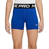 Nike Girls Pro Shorts (Little Kid/Big Kid) Game Royal/White S Big Kid