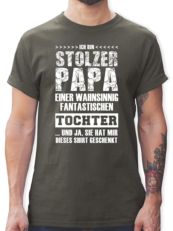 Vatertag - Stolzer Papa Fantastische Tochter - Herren T-Shirt Rundhals