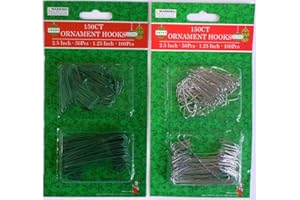 Good Old Values Silver and Green Ornament Hooks in 2 Sizes, Pack of 300 (300, Green&Silver)