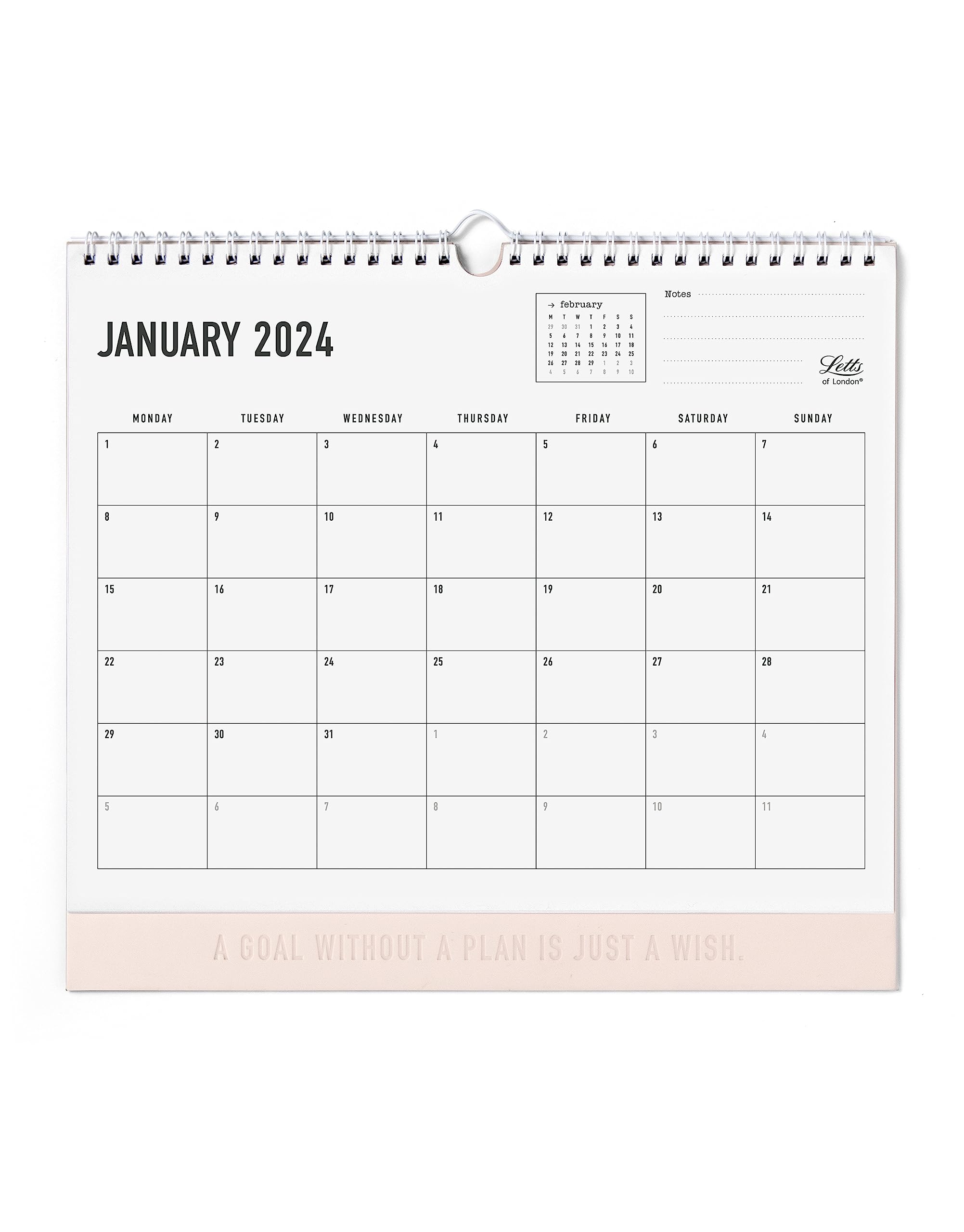 Letts Conscious 2024 Wall Calendar - rosewater