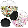 Willinglong 2 Pcs Plastic Candy Jar with Lid 192 oz/ 1.5 Gallon Large Slanted Storage Jar Clear Food Storage Canisters for Cookies Jelly Beans Snacks Candy Buffet Indoor Outdoor Wedding (Black)