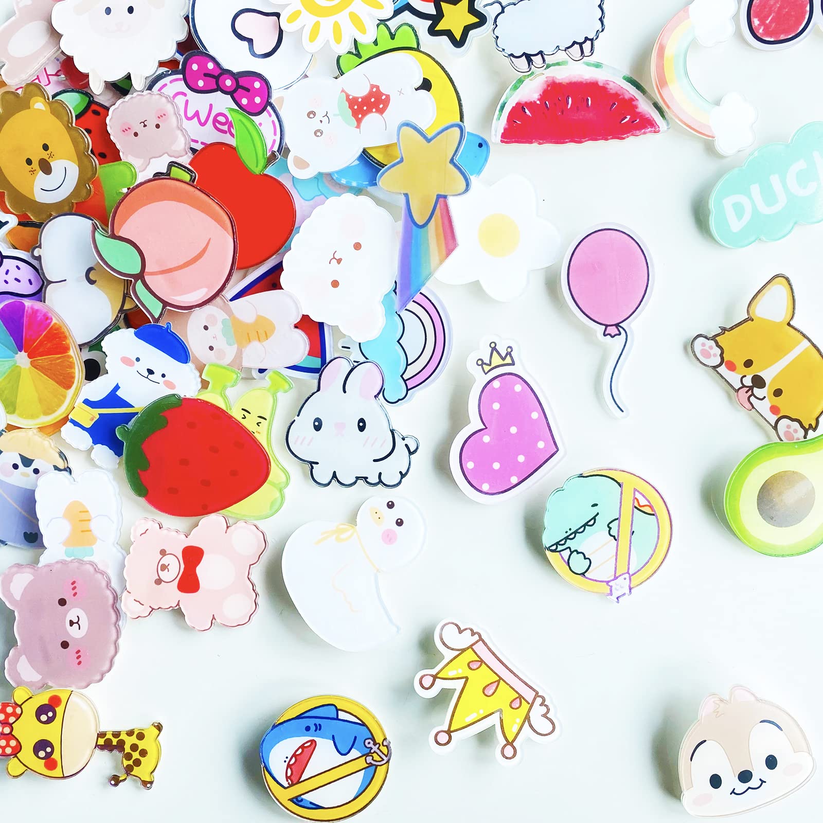 JOYEONDEF 60/102 Pcs Acrylic Brooch Pins, Cute Backpack Pins, Backpack Beauty Pins for Bags, Hoodies, Hats, Coats Kawaii Accessories, Gifts for Girls Random Mixed Packaging