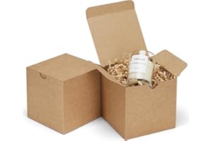 Eupako Gift Boxes 4x4x4 25 Pack Brown Kraft Paper Box with Lids Party Favor Boxes for Bridesmaids Proposal, Crafting, Cupcake, Wedding, Christmas