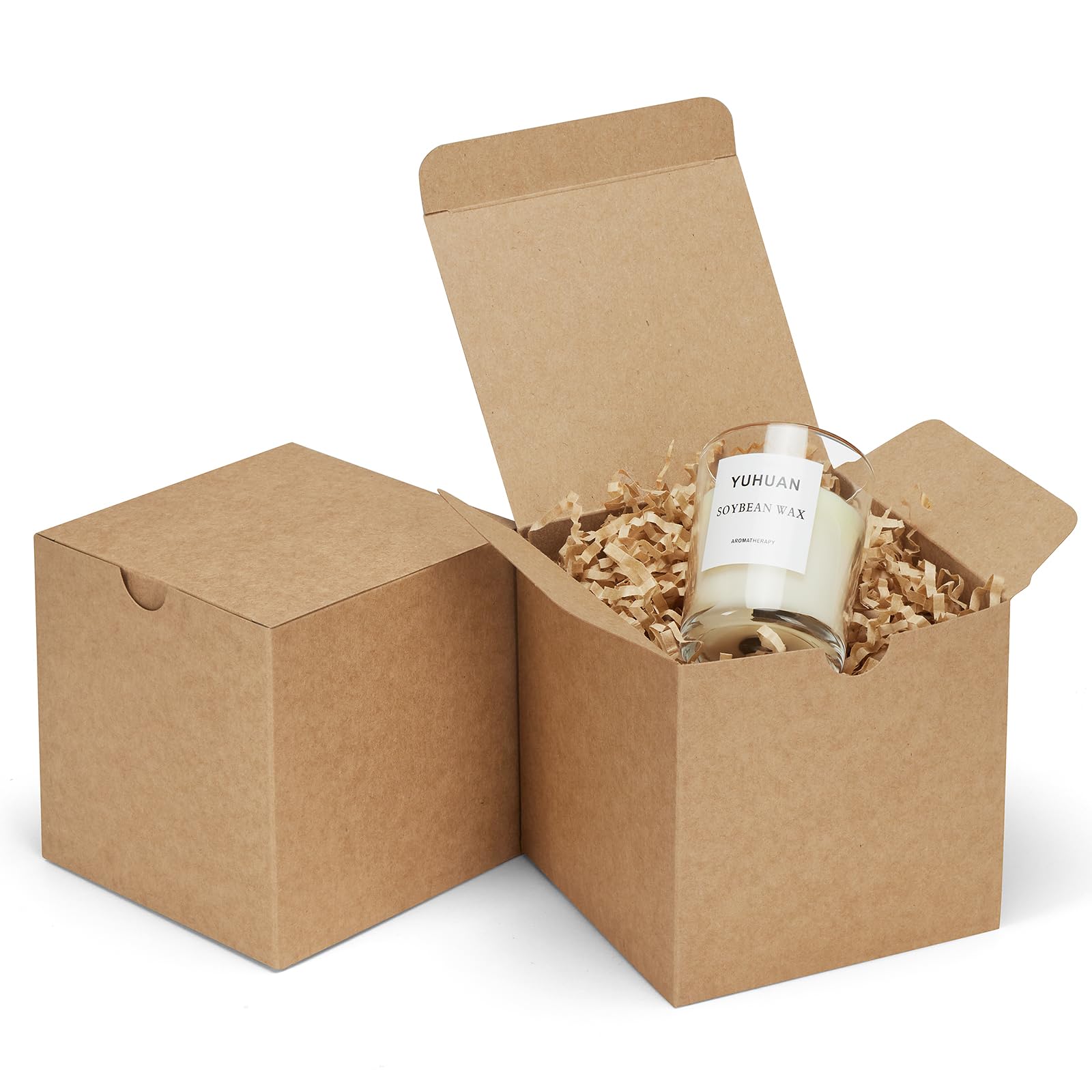 Photo 1 of Eupako Gift Boxes 4x4x4 50 Pack Brown Kraft Paper Box with Lids Party Favor Boxes for Bridesmaids Proposal, Crafting, Cupcake, Wedding, Christmas