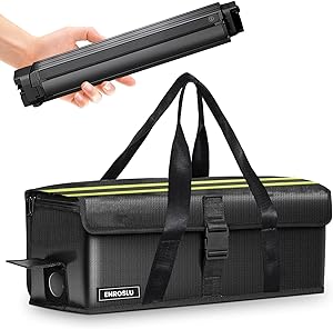 ENROSLU Ebike Akkutasche, 8 Schichten Brandschutz, Feuerfeste Akkutasche bis 2300 °C, Wasserdicht, Explosionsgeschützt, Lipo-sichere Tasche für Lagerung, Transport, Laden