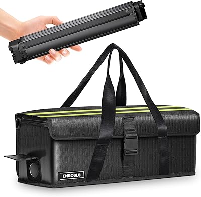 ENROSLU Ebike Akkutasche, 8 Schichten Brandschutz, Feuerfeste Akkutasche bis 2300 °C, Wasserdicht, Explosionsgeschützt, Lipo-sichere Tasche für Lagerung, Transport, Laden