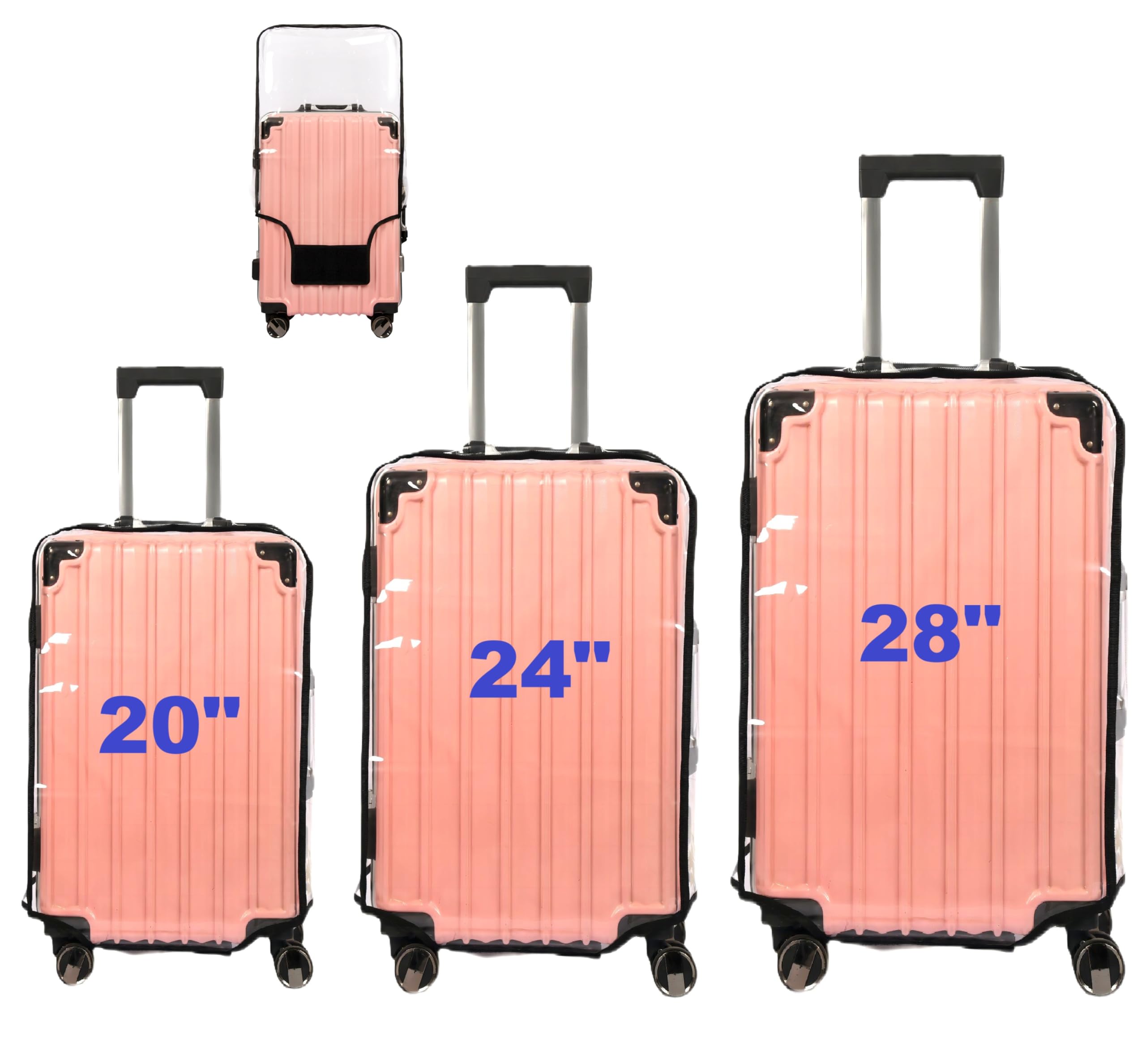 Photo 1 of FABULWAY Clear PVC Suitcase Cover Protectors Transparent Luggage Covers Waterproof Wheeled Suitcase Dust Cover Dustproof Travel Luggage Sleeve Protector 3PCS (Thickened)