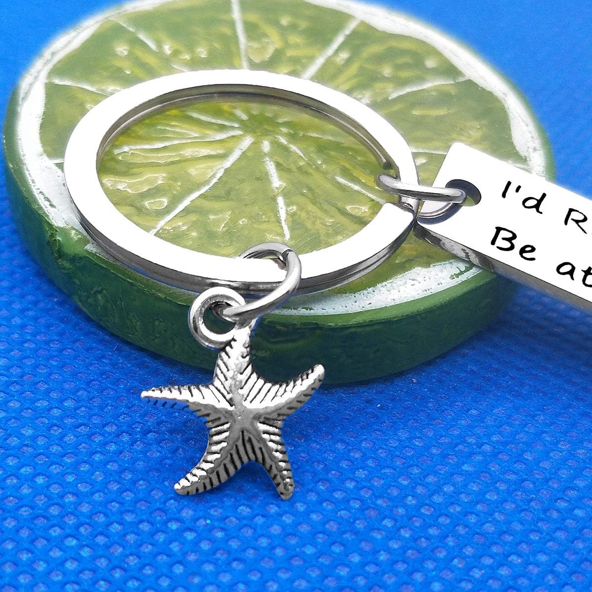 Beach Keyring for Beach Girls I'd Rather Be at The Beach Keychain Beach Lover Gifts for Christmas Birthday Gifts for Friends Family Vacation Gift Starfish Keyring Nature Lover Gift for Women Girls - Image 3